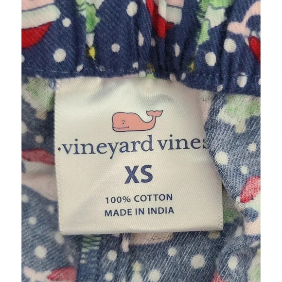 Vineyard Vines Flannel Pajama Pants Women's XS Blue Christmas Whale Drawstring - Picture 4 of 5